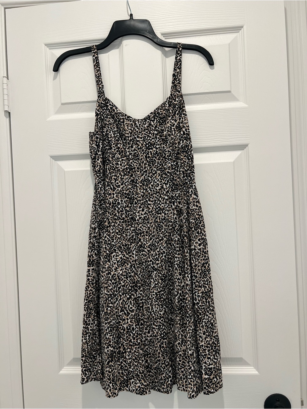 Old Navy Leopard-Print Midi Slip Dress in Black and Cream